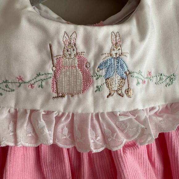 Beatrix Potter Original Pink Embroidered Peter Rabbit Dress 6-9 Baby Girl New - Picture 9 of 9